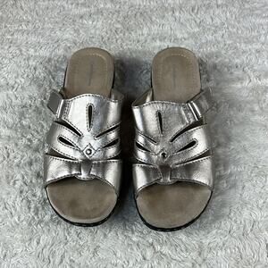 Croft and Barrow Piper Metallic slip on wedge sandals, size 8 med